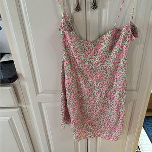Floral Pink and Green Women's Top